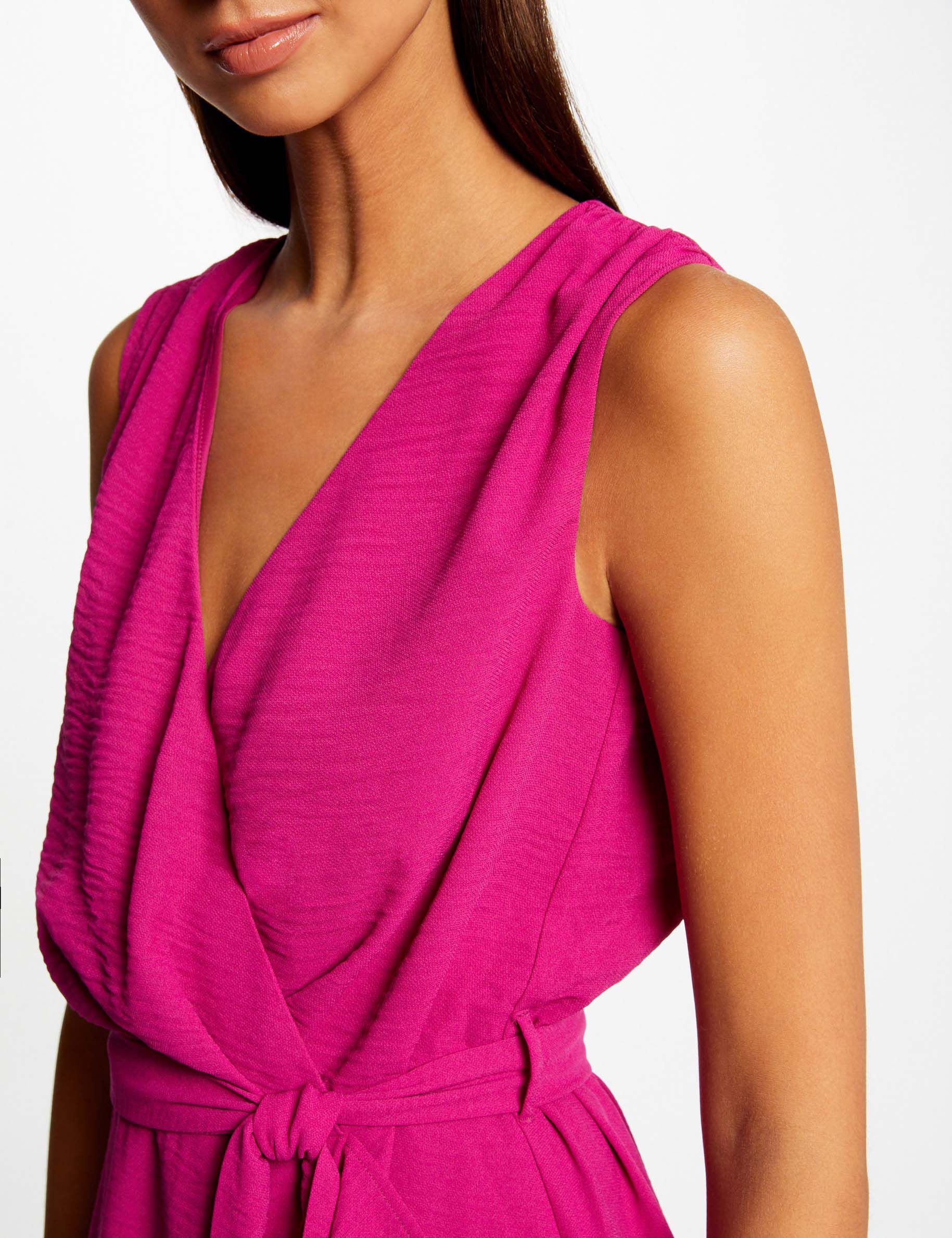 Robe portefeuille fluide ceinturée framboise femme - framboise
