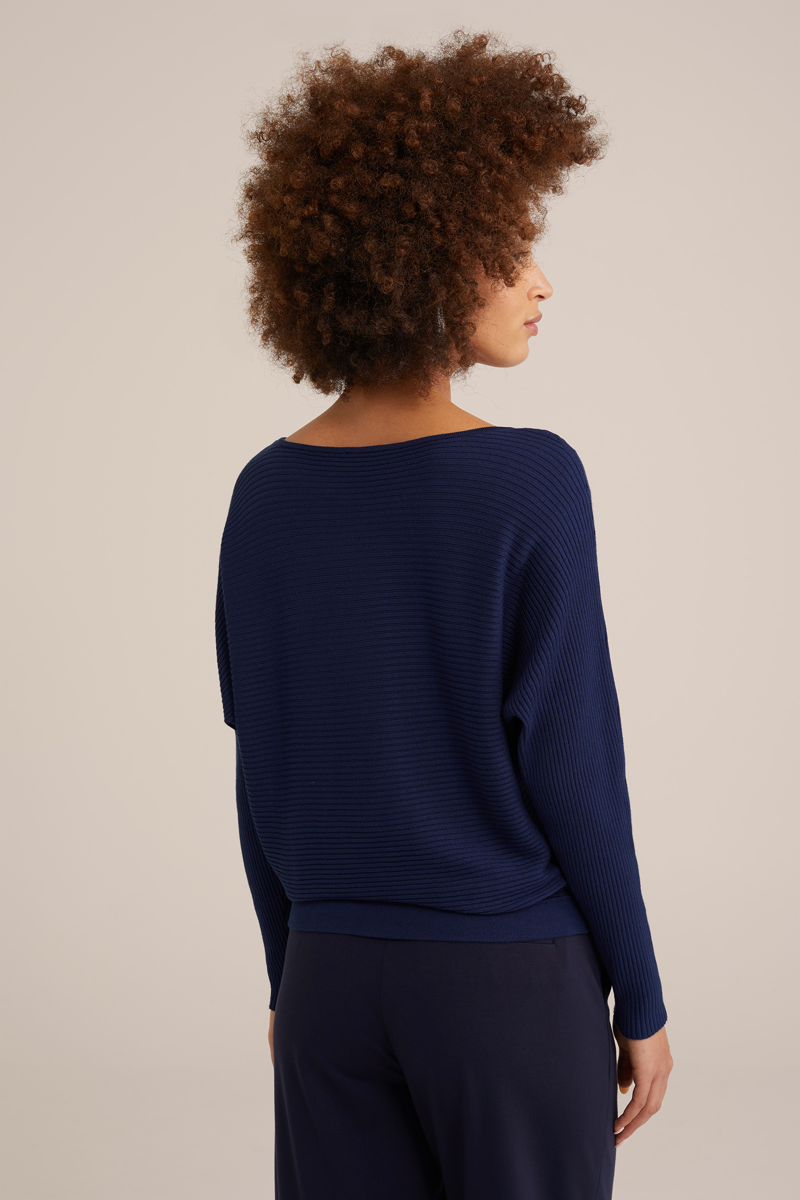 geribde trui WE Fashion Marineblauw