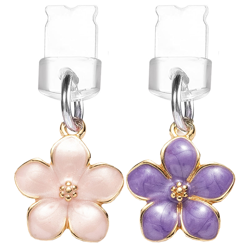 (2er Set) USB C Anhänger Anti Staub Acryl Schutzstecker Anschlusskappen für Smartphones - Blumen
