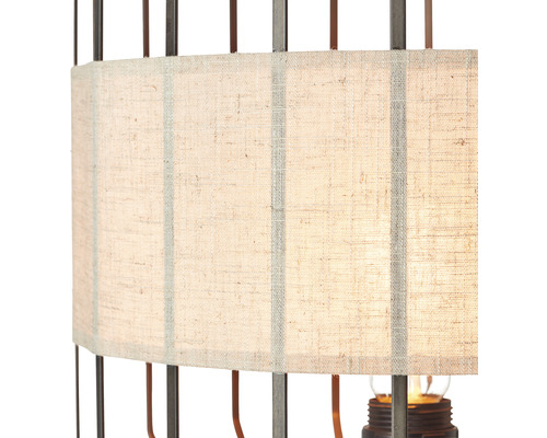 Staande lamp, 1-lichts, HxØ 150x45 cm, schuin design, zwart/naturel, met voetschakelaar