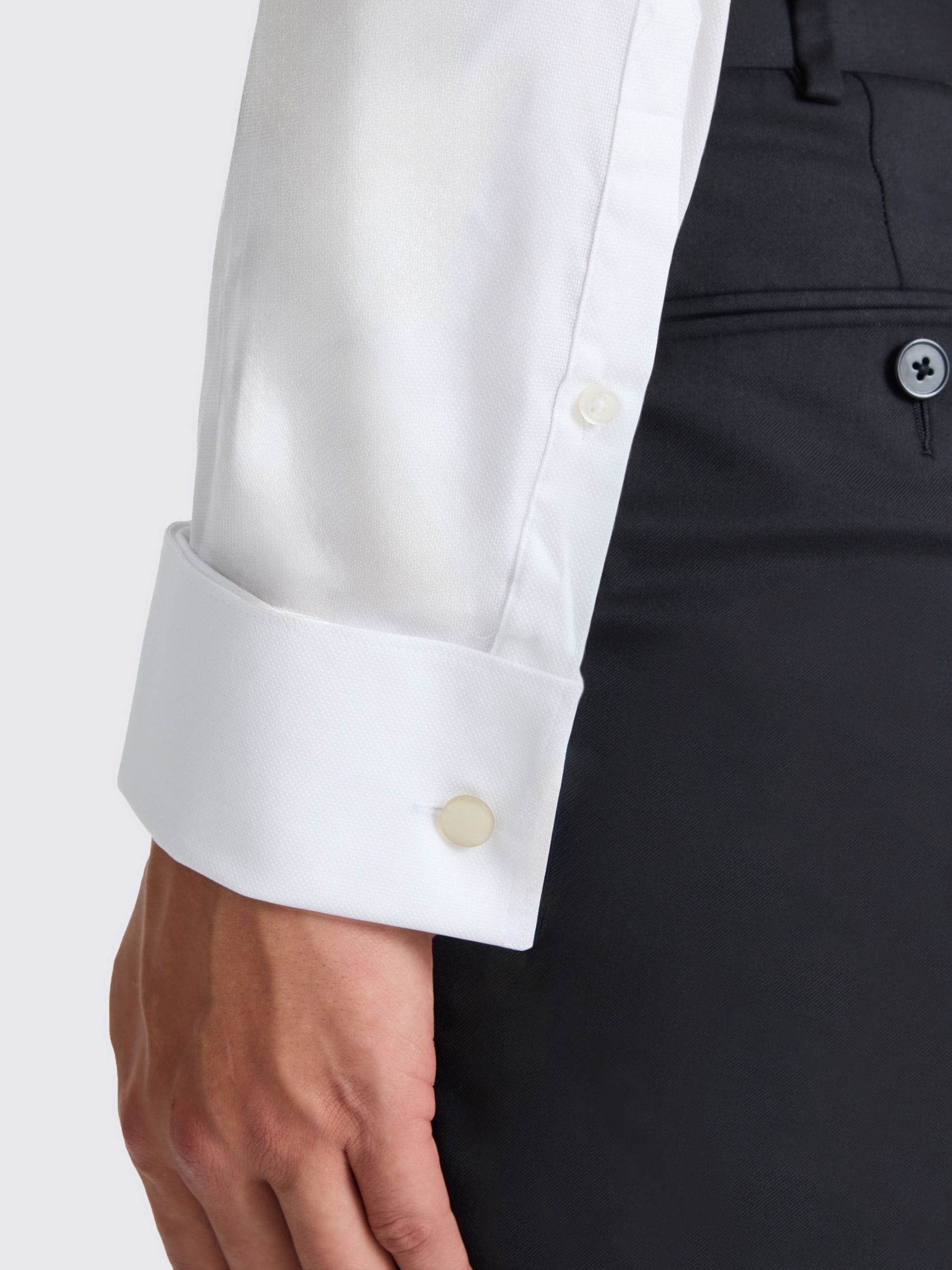 MOSS wit slim-fit overhemd met verborgen knoopsluiting