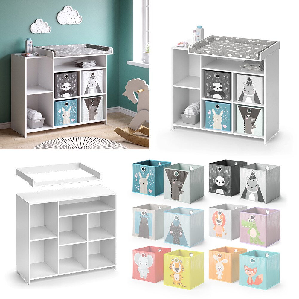 Vicco Wickelkommode Babykommode Wickeltisch Oskar Simple Weiß Kinder-Faltboxen