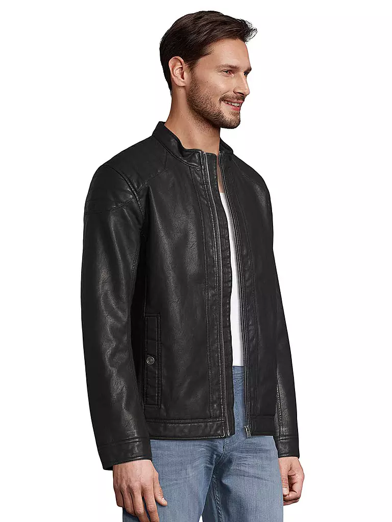 TOM TAILOR Lederjacke schwarz