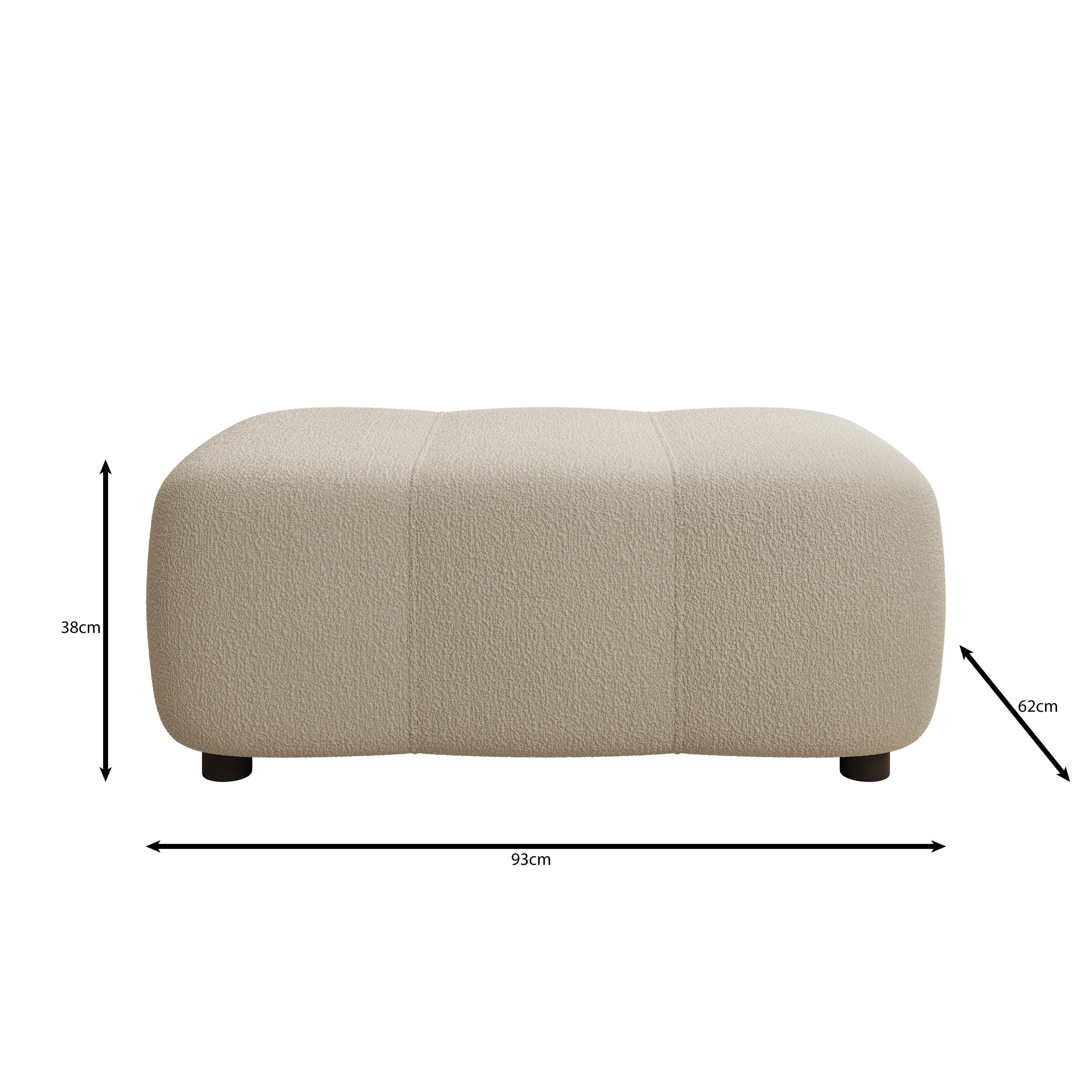 Feather - Poef - Teddystof beige - 93x62x38 cm