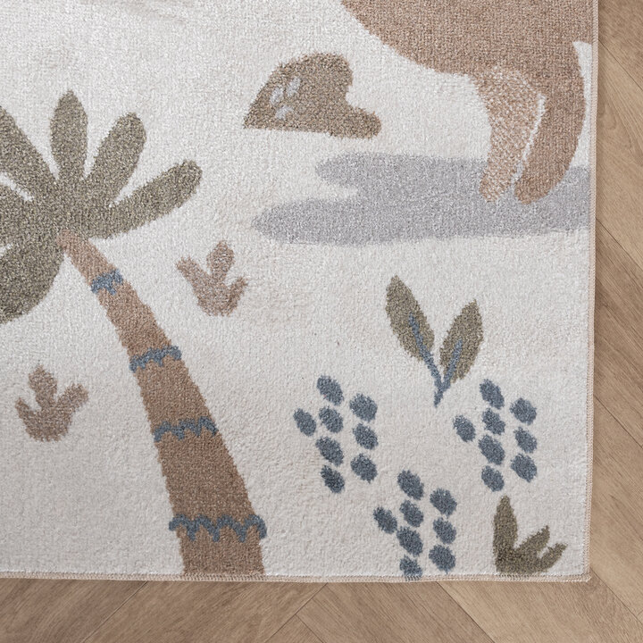 Wasbaar kindervloerkleed - Mace Dino Creme