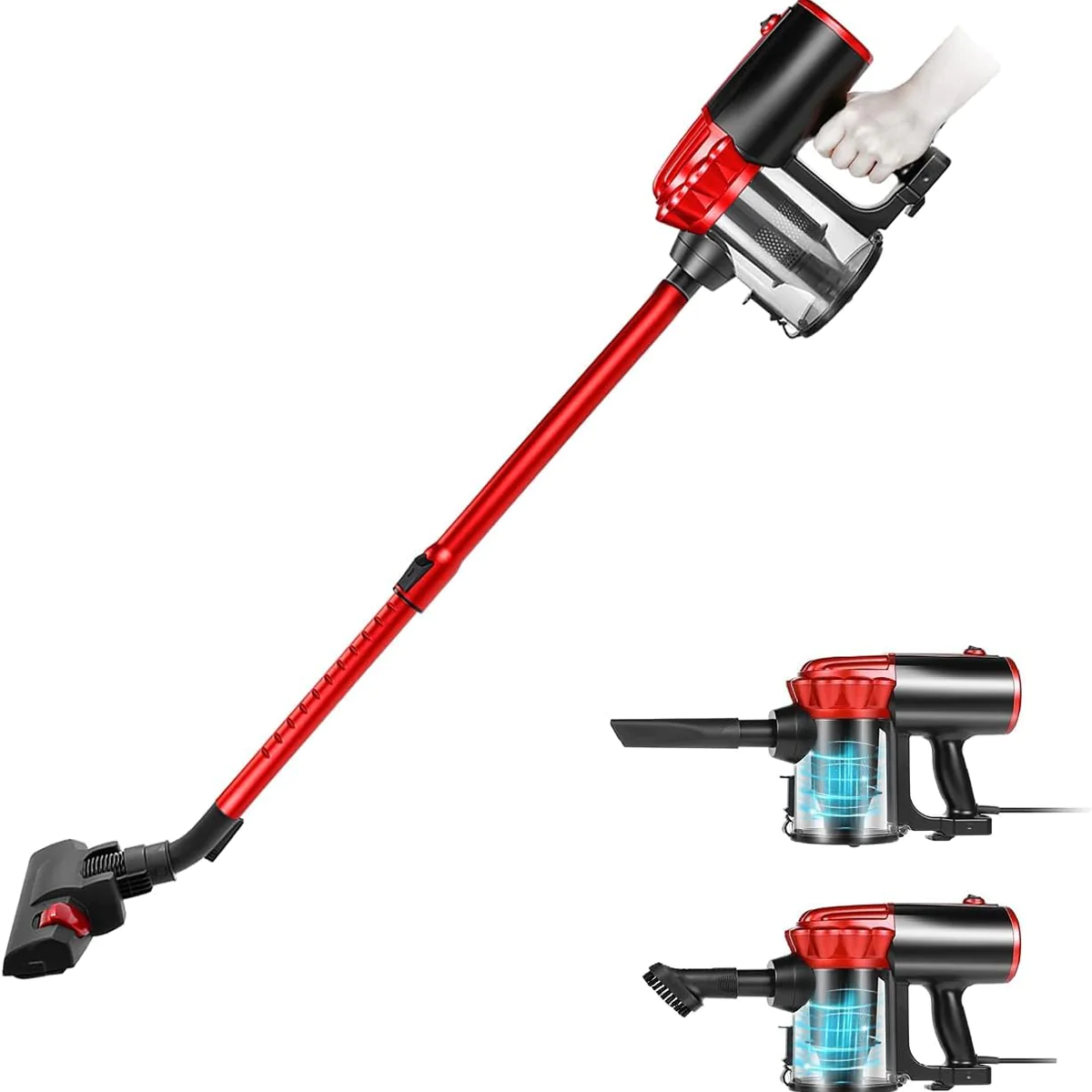 Aspirateur Balai sans Sac 2 en 1 800W rouge noir Vendos85