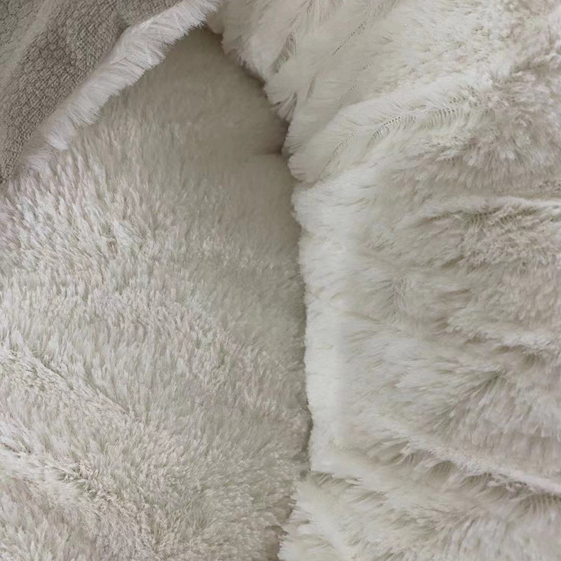 (Ø58cm) Hunde Bett Kuschel Hundesofa Weiches Haustier Kissen mit Decke - Braun / Weiss