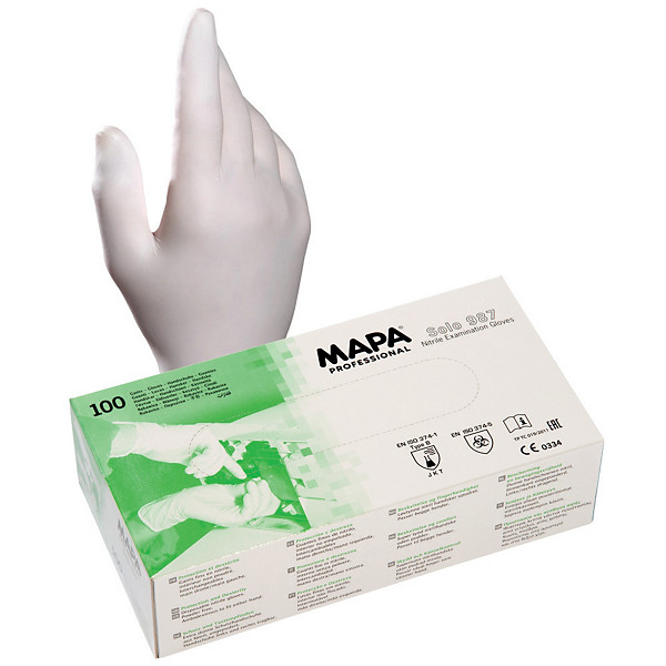 Gants jetables nitrile non poudrés Mapa Solo 987 taille 6, boîte de 100