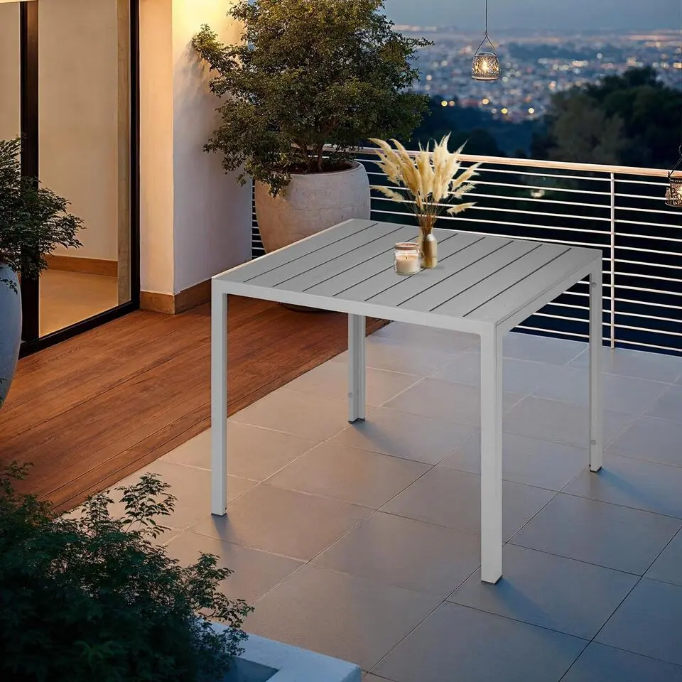 tectake Aluminium tuintafel Maren met in hoogte verstelbare poten 90x90x74,5cm