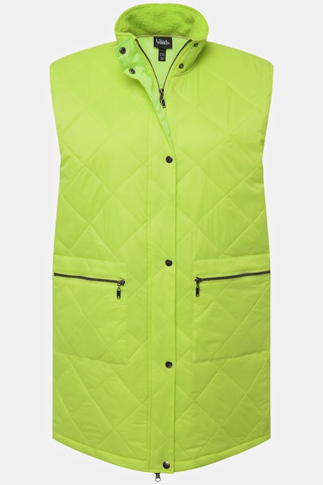 Long-Steppweste, Stehkragen, Zipper, Zipptaschen