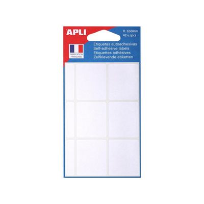 Apli Agipa - 42 étiquettes blanches adhésives - 32 x 38 mm - réf 111956