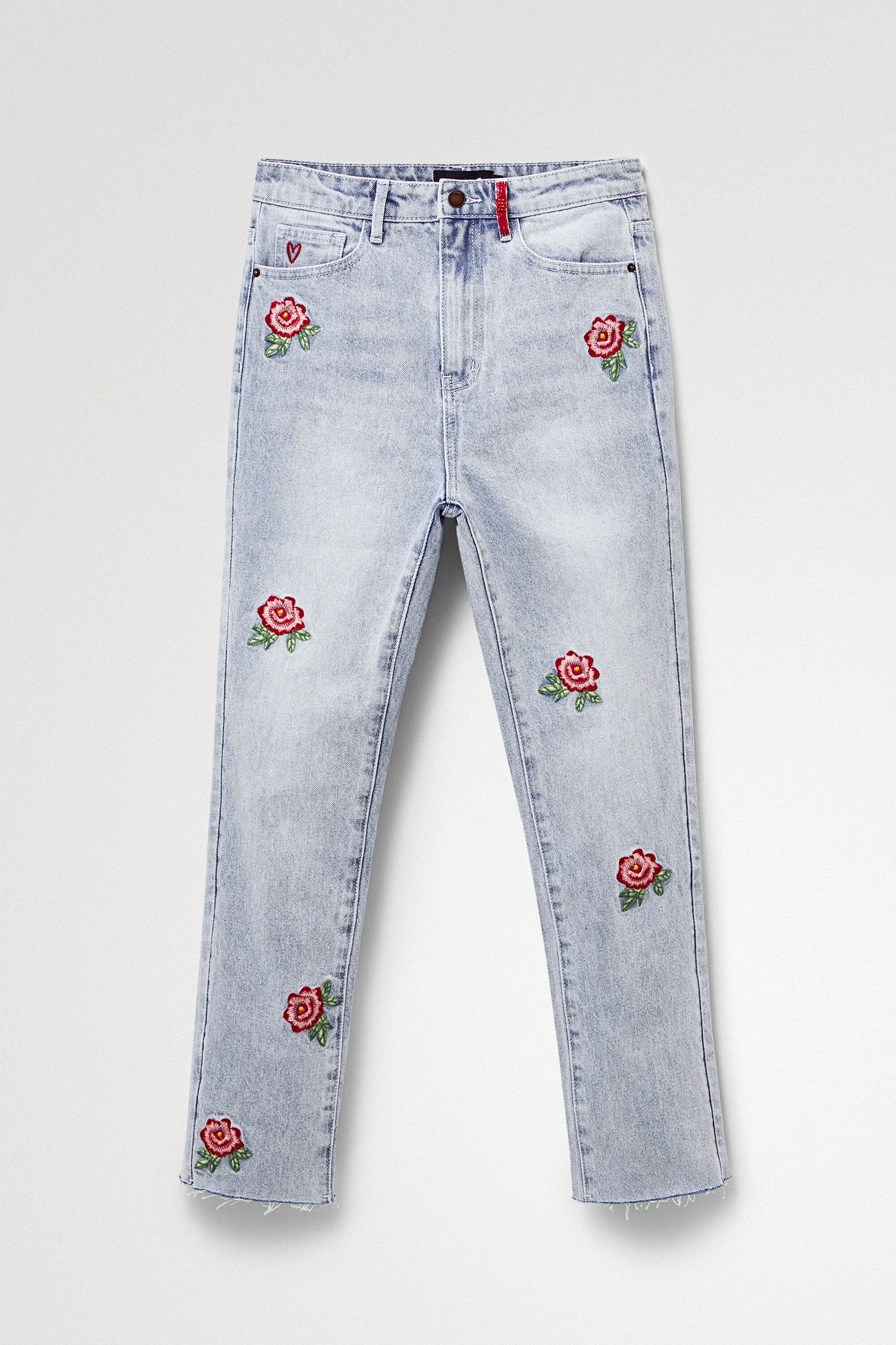 Jean droit à fleurs
