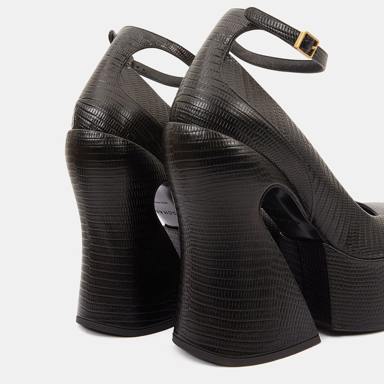 Rochas Escarpins en Cuir lézard Vicky noirs - Talon 13.5 cm