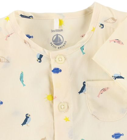Petit Bateau Sommerdragt - Creme m. Havets Dyr