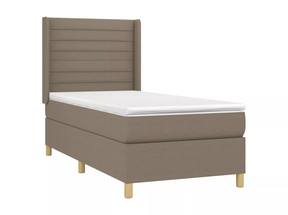 Sommier tapissier avec matelas et LED Taupe 90x190 cm Tissu