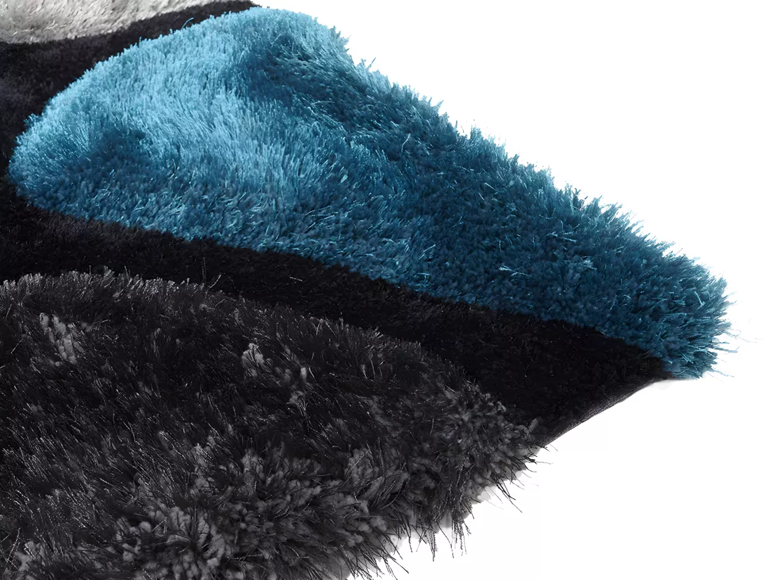 Tapis shaggy à poils longs - turquoise et gris - 120 x 170cm - PIETRA