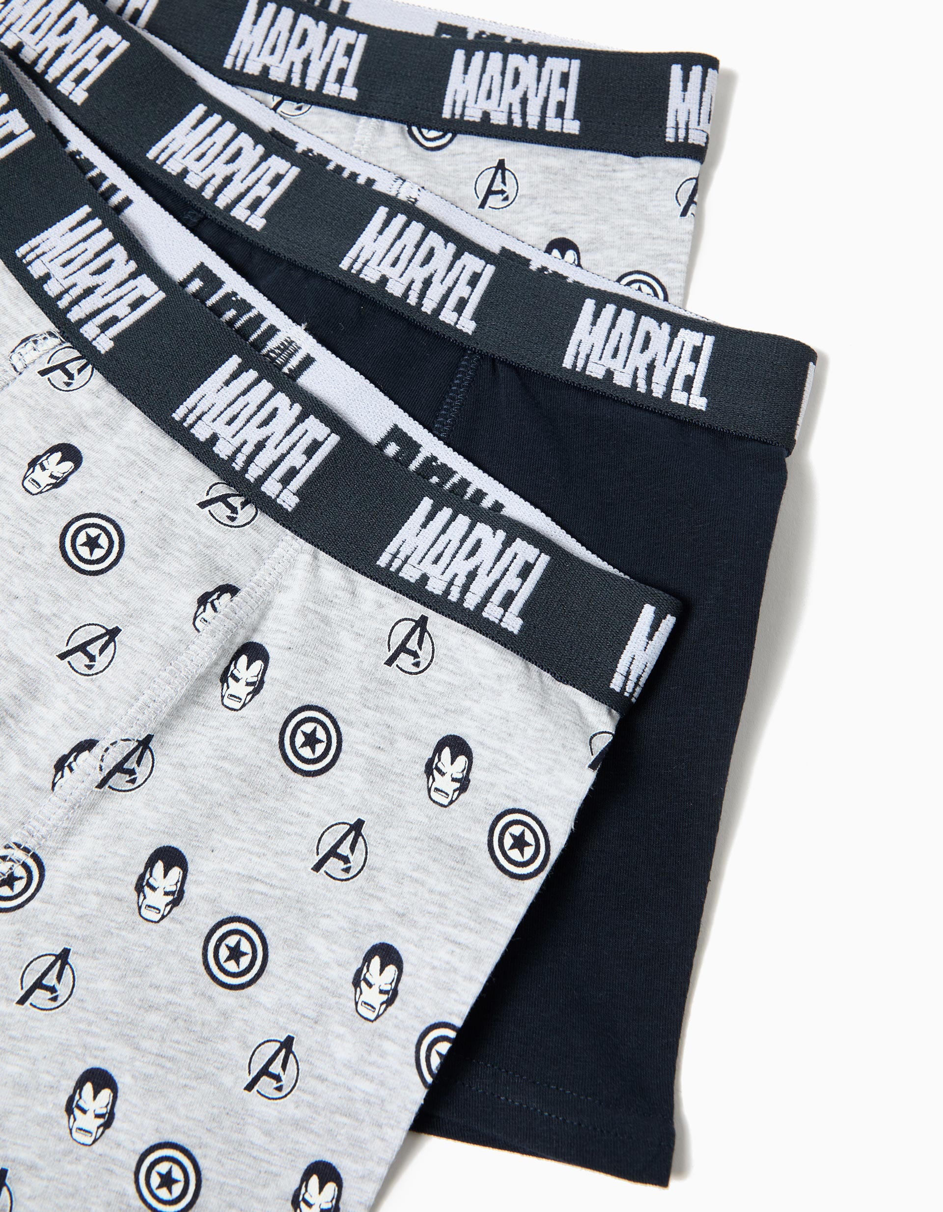 Pack 3 Boxers 'Avengers', Menino, Cinzento Claro