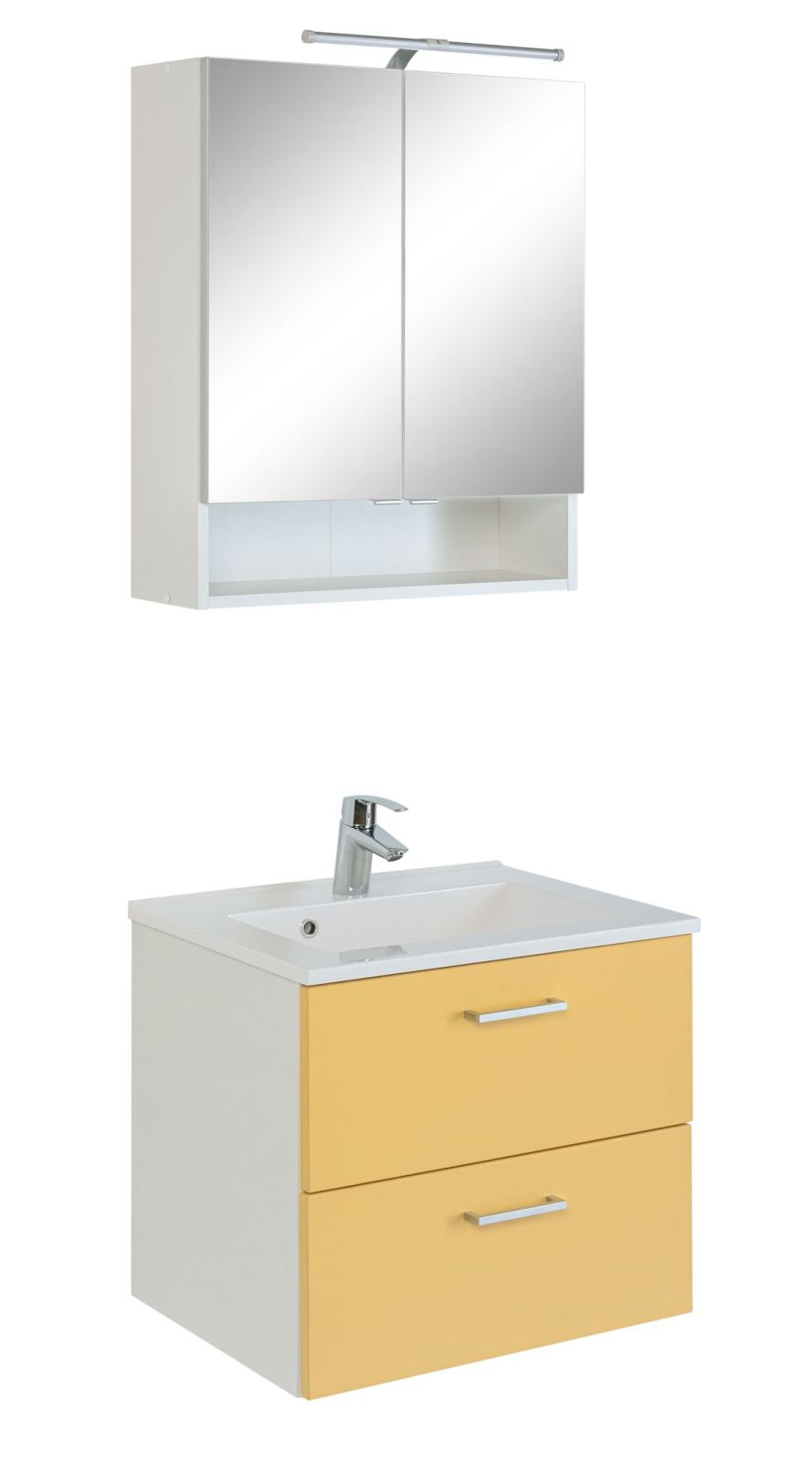 2-teiliges Badmöbel-Set RIGA - gelb - mit Waschbecken - 60 cm