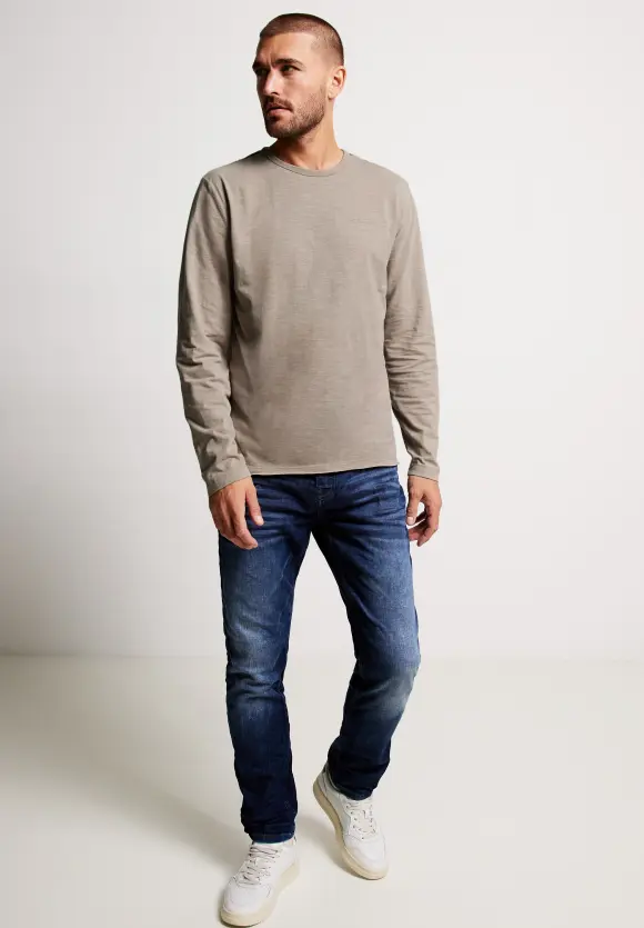 Slub Langarmshirt  - dull sand
