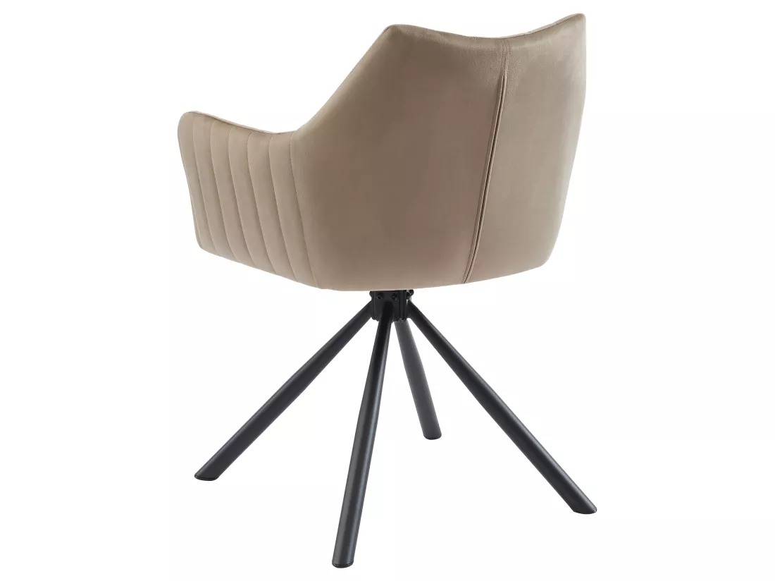 Lot de 6 chaises avec accoudoirs en velours et métal - Beige - IZIALI de Pascal MORABITO