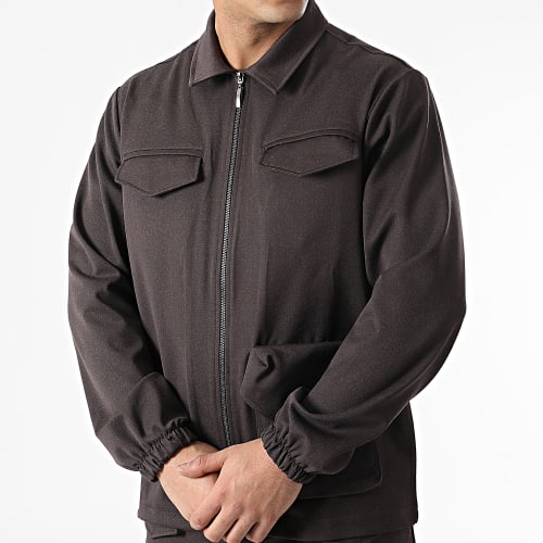 Ensemble Veste Zippée Et Jogger Pant KL-2050 Marron