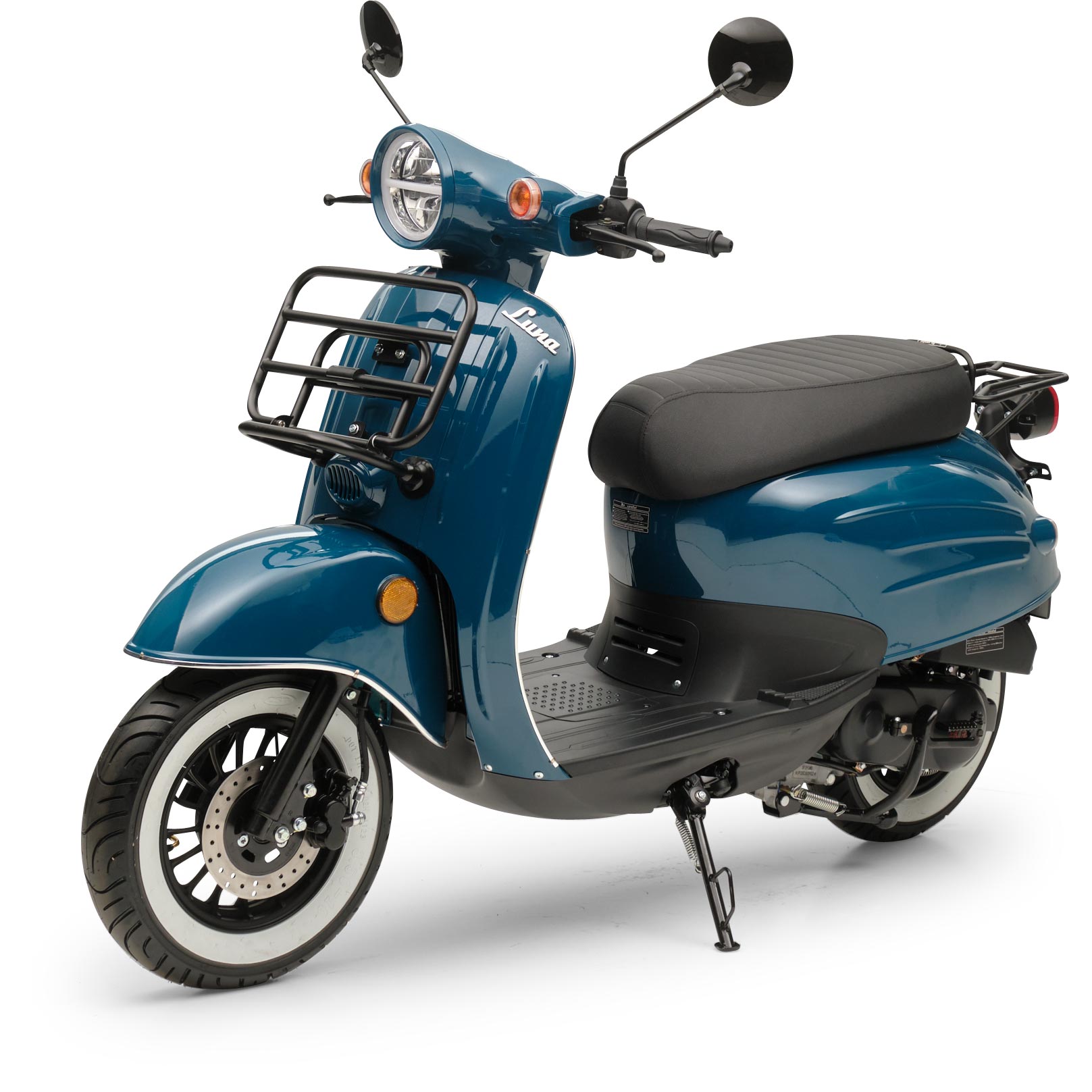 Motorroller Retro Luna Ozeanblau 50ccm 45 kmh Moped Scooter