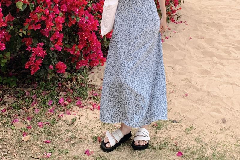 LINSI - Maxi-jurk met spaghettibandjes en bloemenprint
