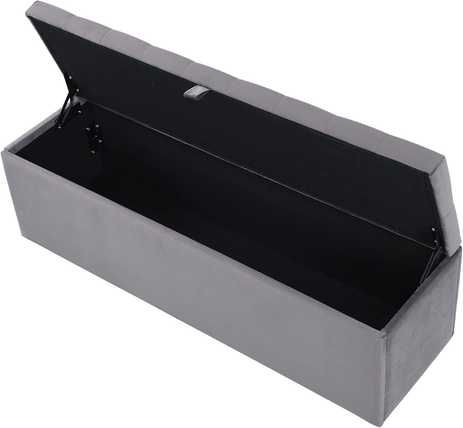 Polsterbank Samt, Gepolsterte Sitzbank, Betthocker, Bank mit Stauraum, grau 138 x 41 x 42 cm