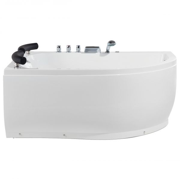 Beliani Banheira de Hidromassagem em Acrílico Sanitário Branco 158 x 113 cm com Iluminação led Versão à Direita