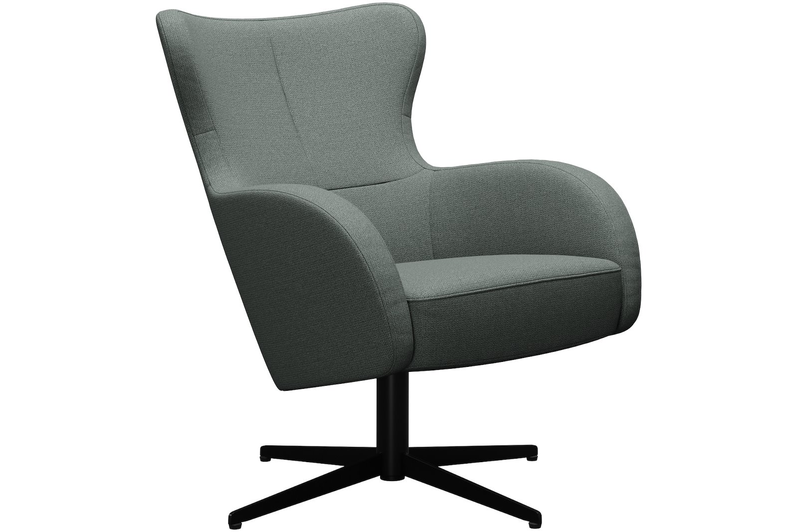 Bella Lounge stol Soft. Tekstil Bloq Niagara med sortlakkert S04 sokkel