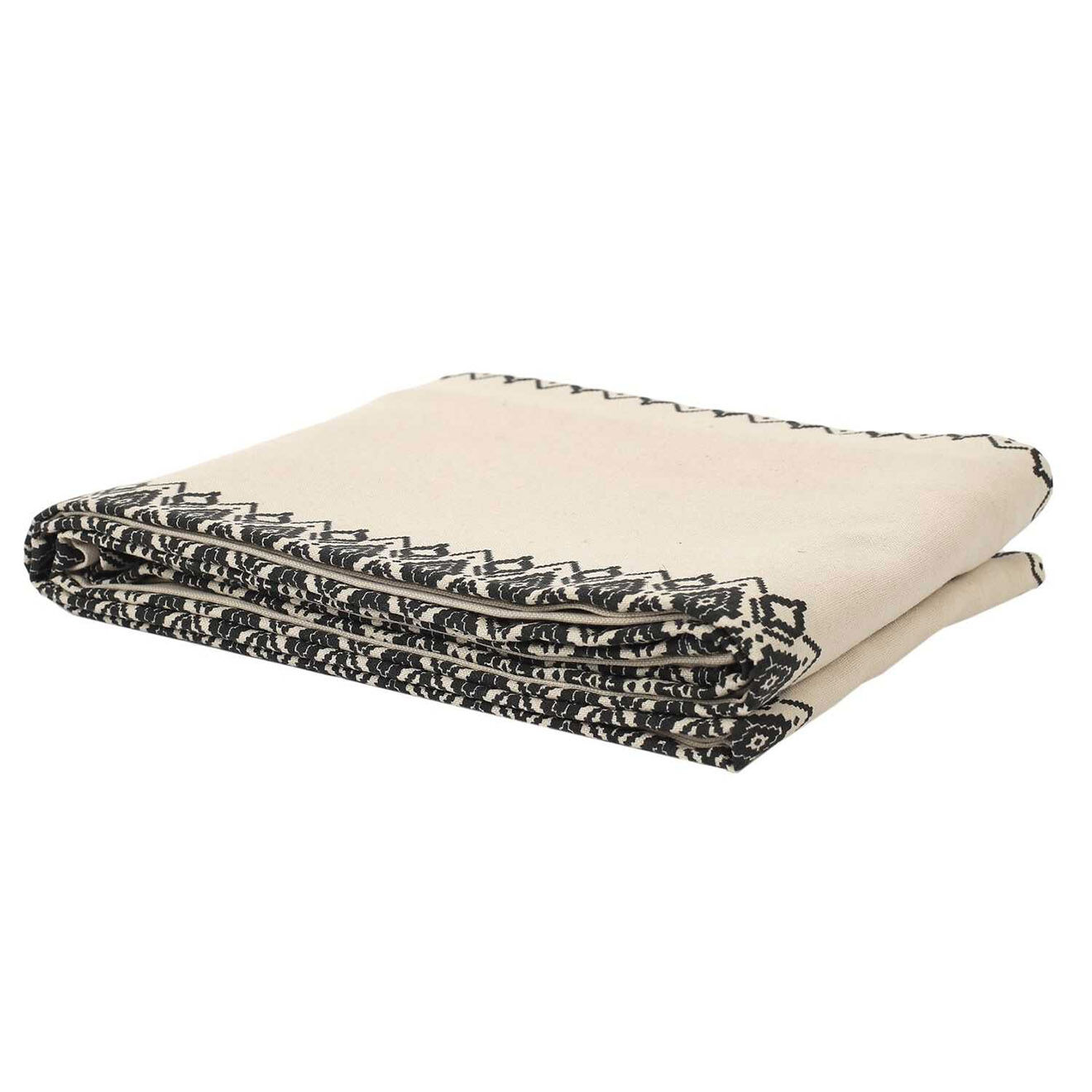 Home Deco Factory Nappe en coton ethnique noir/beige - 140x250 cm