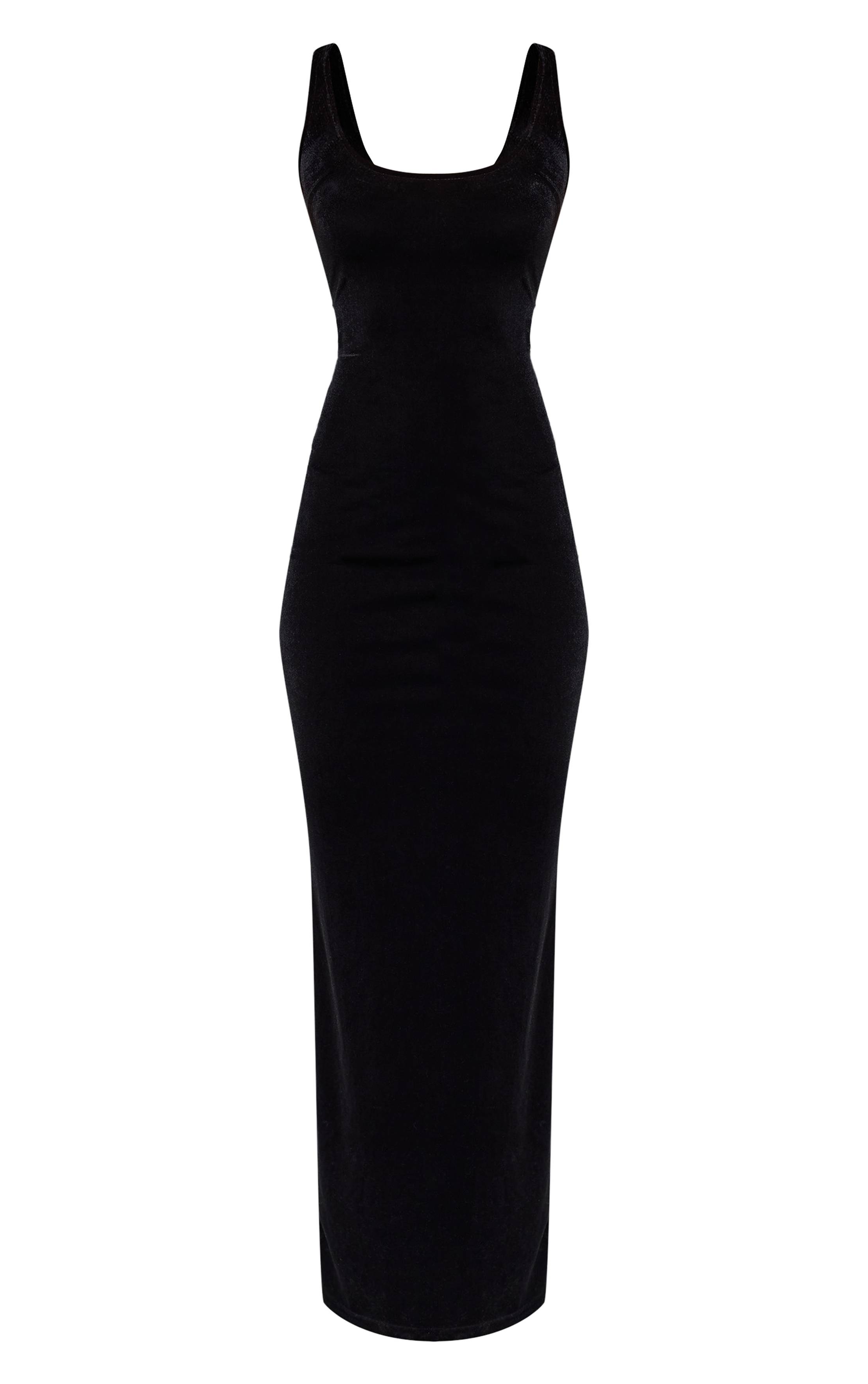 Noir Robe Maxi En Velours Avec Dos Échancré