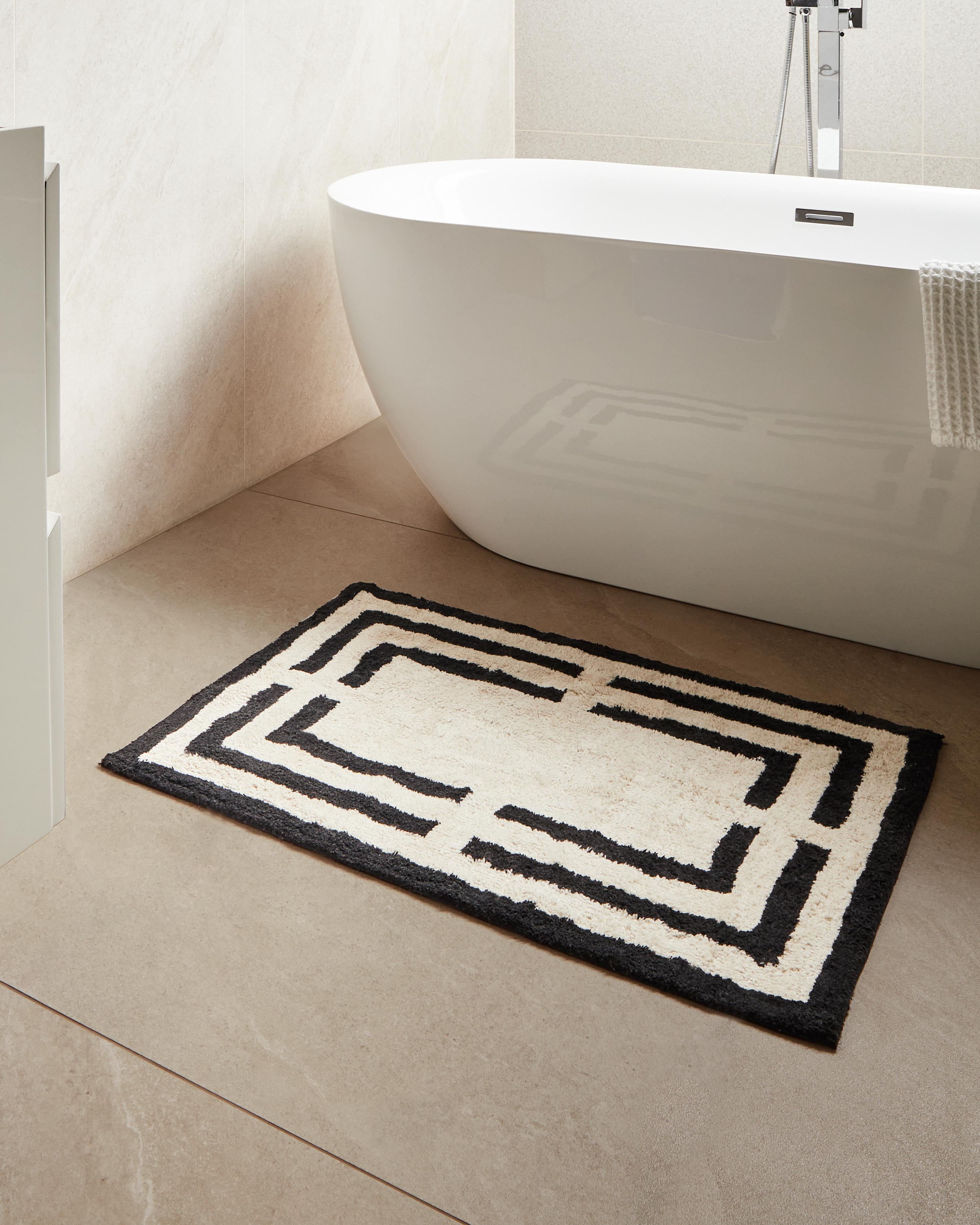 Badmat RISALU Zwart/beige 60 x 90 cm Katoen