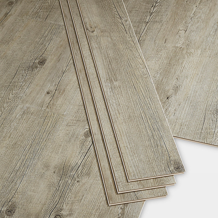 Lame PVC clipsable Baila chêne vieilli gris brun L. 122 x l. 15 cm GoodHome