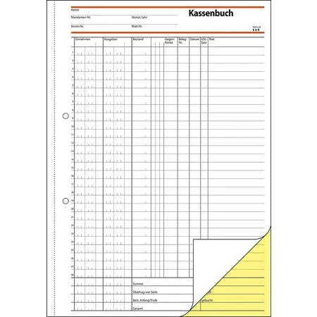 Sigel Kassenbuch EDV A4, 2x40 Blatt, selbstdurchschreibend