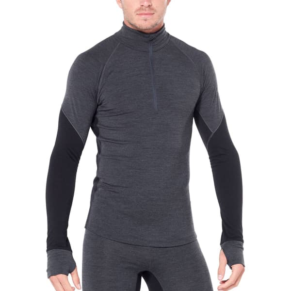 T-shirt thermique ICEBREAKER MENS 260 ZONE LS HALF ZIP JET HEATHER/BLACK