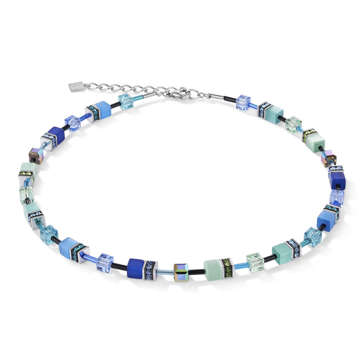 Collier Coeur de Lion Géocube bleu-vert
