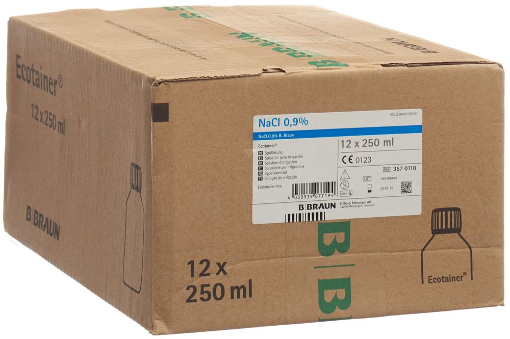 NACL Braun 0.9 %<br>12 Stück, Spüllösung, 250ml, West Ecotainer