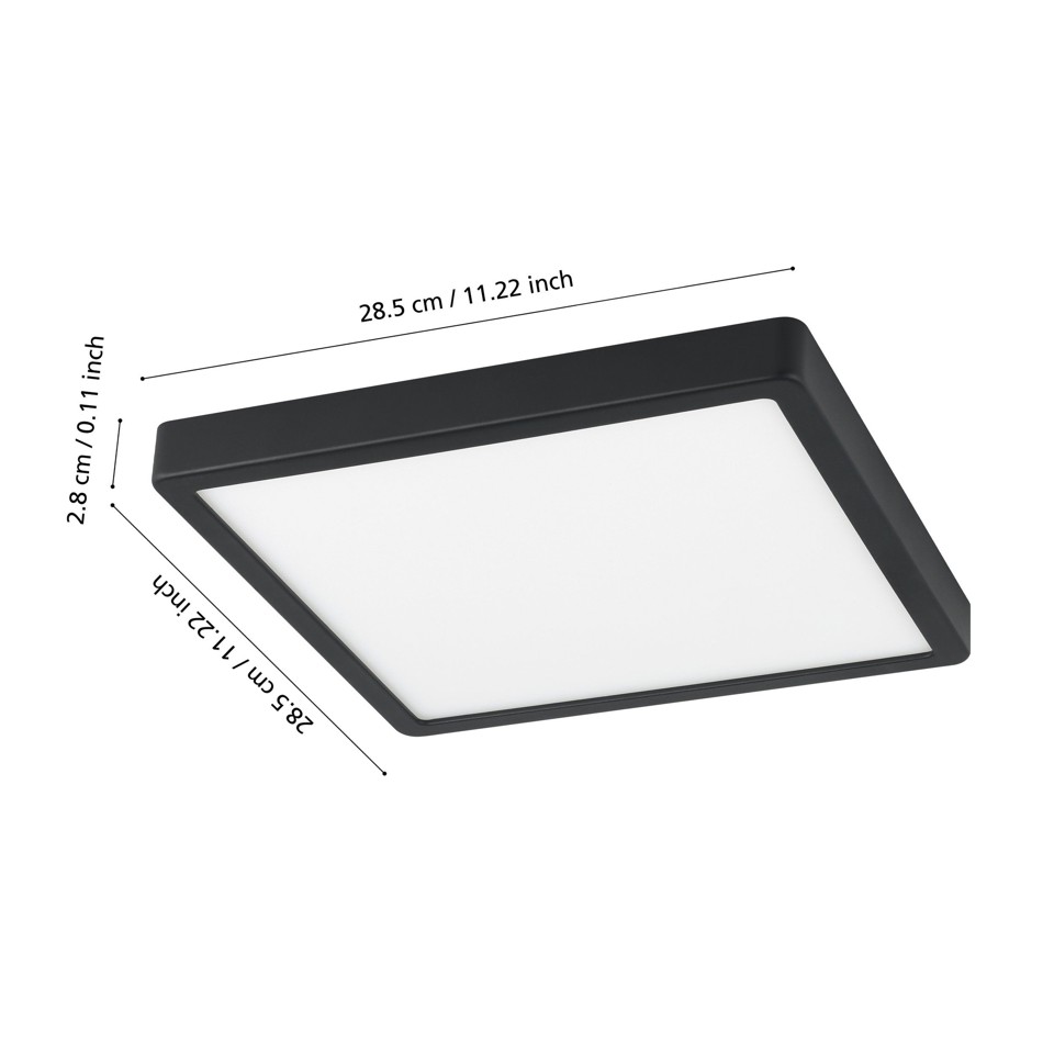 EGLO - Fueva-Z plafond sort 28,5x28,5 - TW - Zigbee, Bluetooth