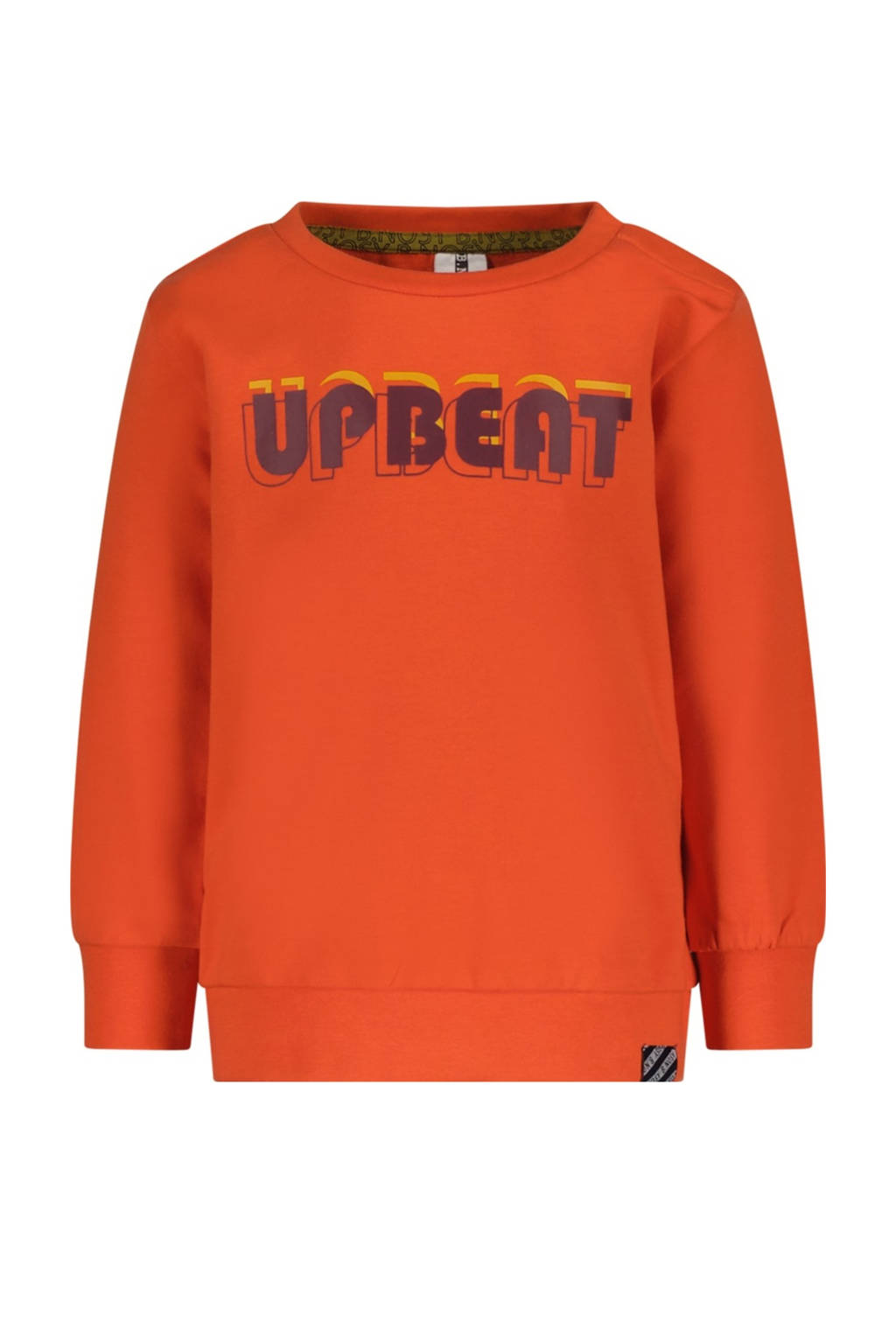 B.Nosy baby sweater Skyler met tekst oranje