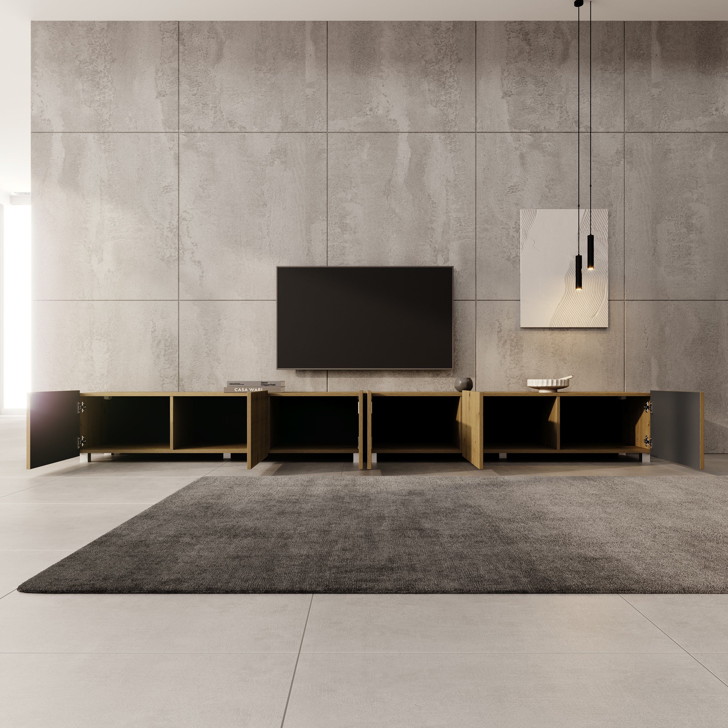 Meubella - TV-Meubel Kenderes - Eiken - 300 cm