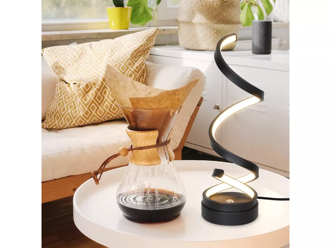 NETTLIFE lampe de chevet tactile lampe de table LED dimmable 12W moderne avec 1,6M design noir