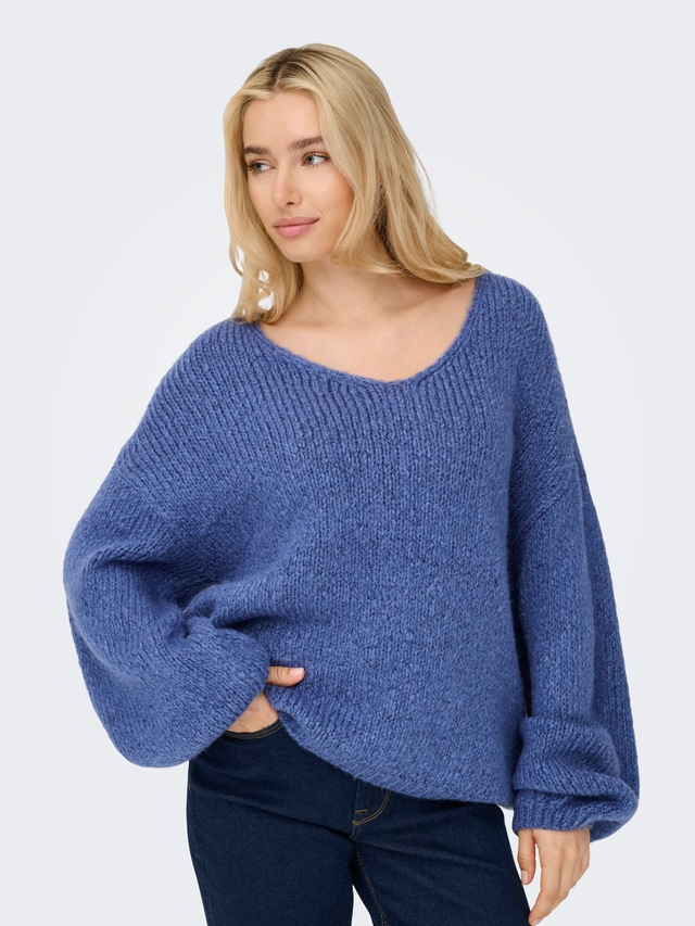 JDY V-Ausschnitt-Pullover »JDYDINEA L/S REVERSIBLE PULLOV. KNT NOOS«, der V-Ausschnitt kann vorn und hinten getragen werden