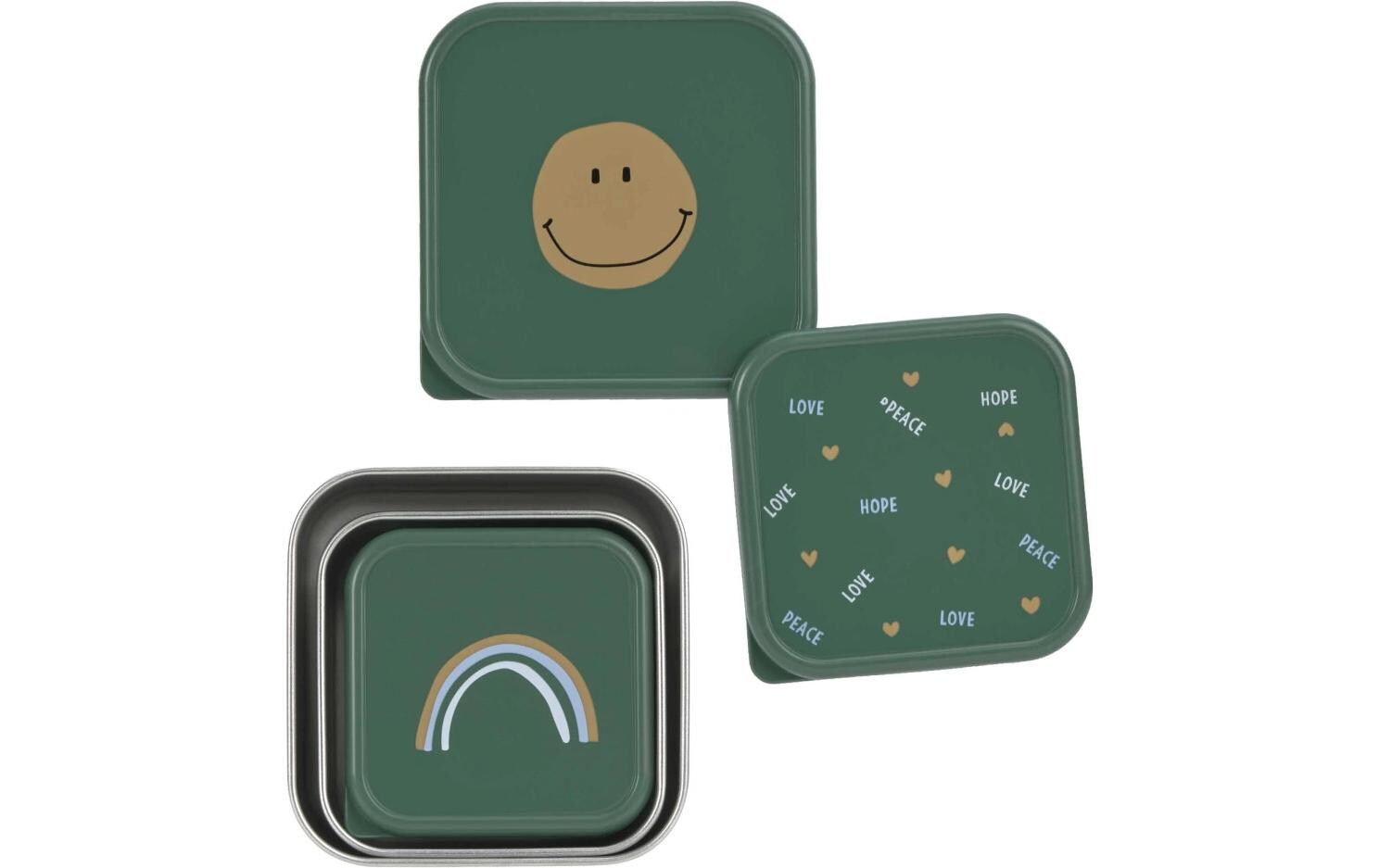 Lunchbox 3er Set Happy Rascals Smile GreenSnackbox aus Edelstahl