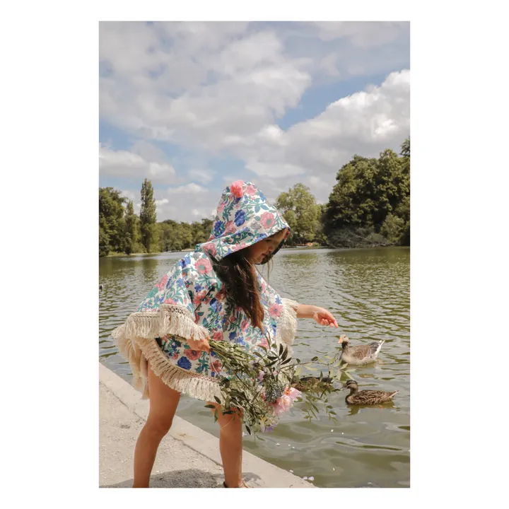Louise Misha Poncho de bain Mael en coton bio | Bleu azur