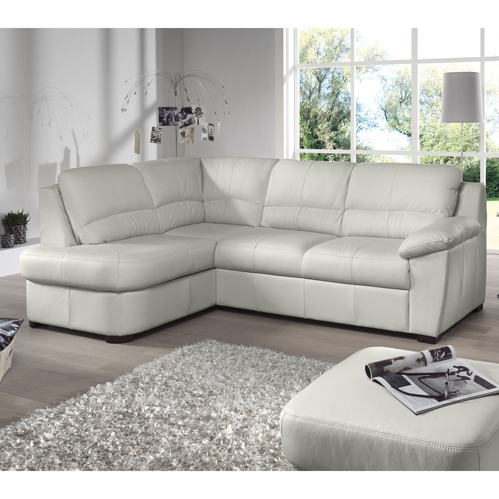 Ledersofa - bianco - Basismodell - Ottomane links
