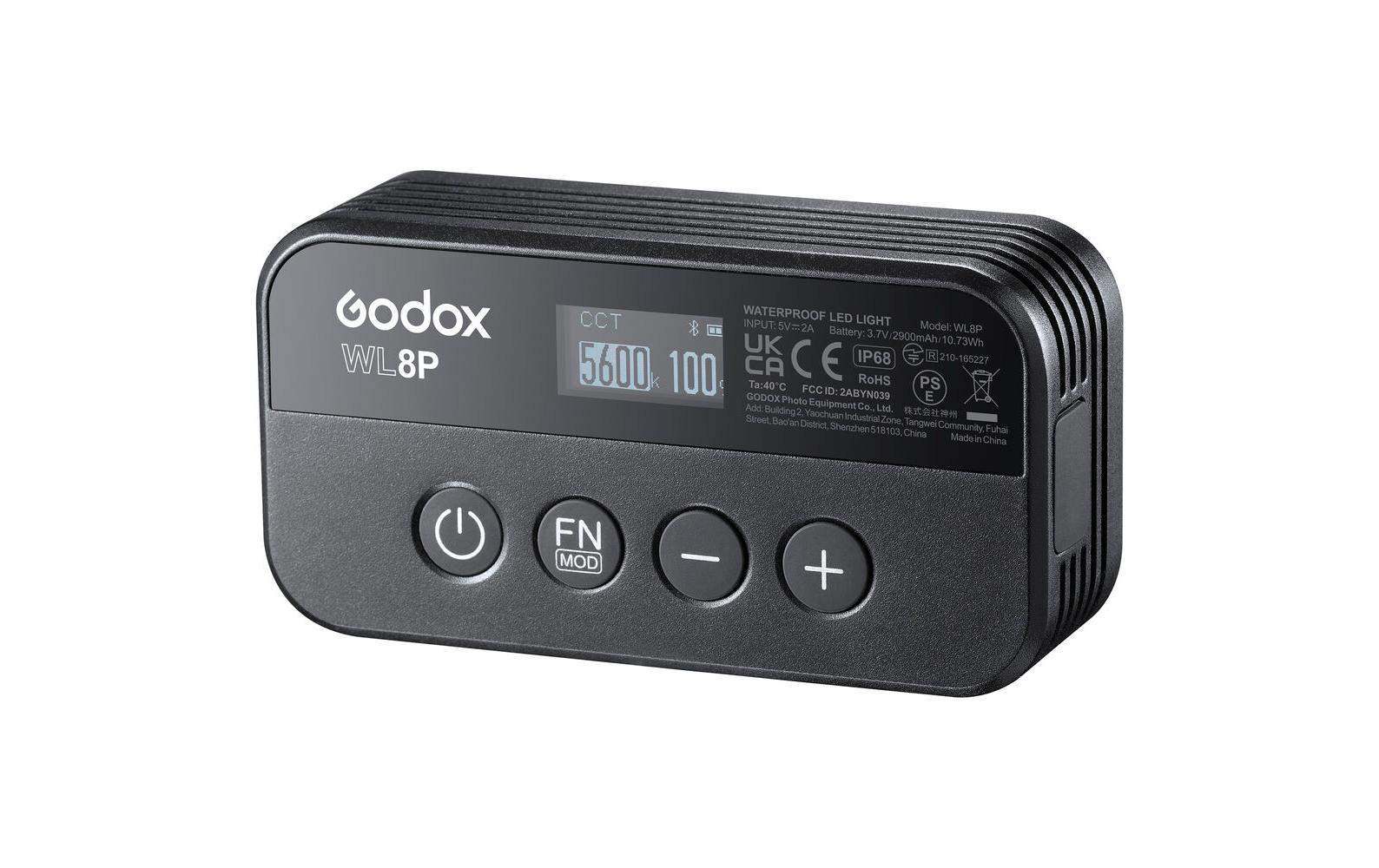 Videoleuchte WL8P<br>Wasserdichtes LED-Licht mit 2900 mAh starkem Akku