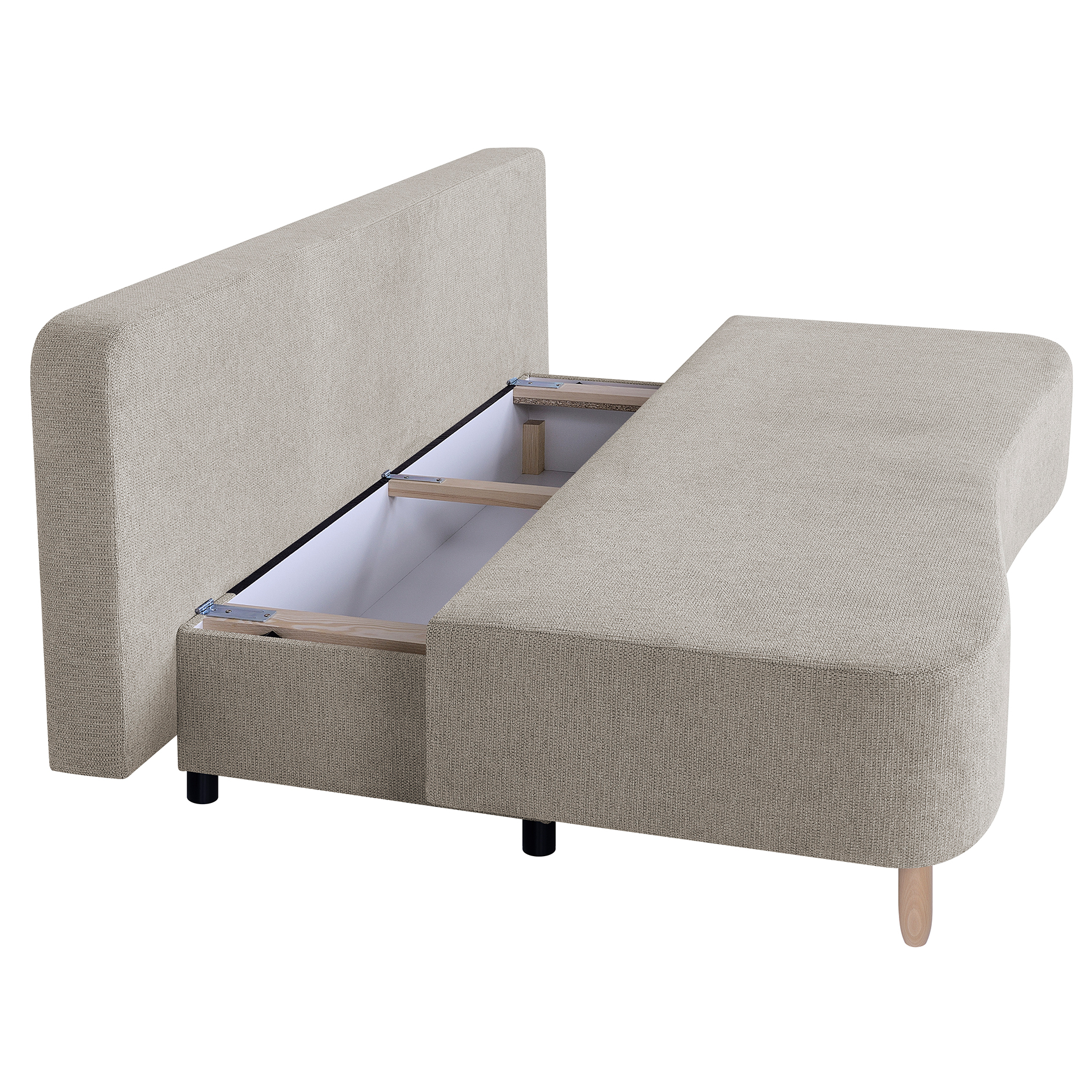 Schlafsofa - beige - Federkern - Staukasten