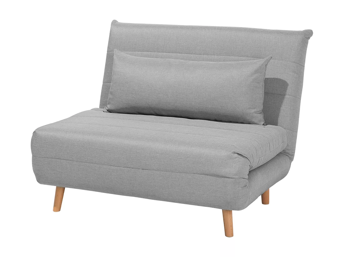 Banquette convertible 1 place en tissu gris clair SETTEN