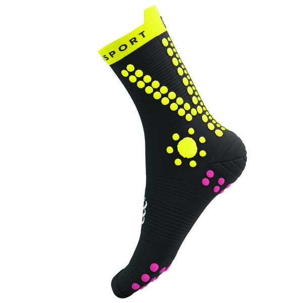 Chaussette running COMPRESSPORT PRO RACING SOCKS V4.0 TRAIL BLACK/SAFETY YELLOW/NEO PINK